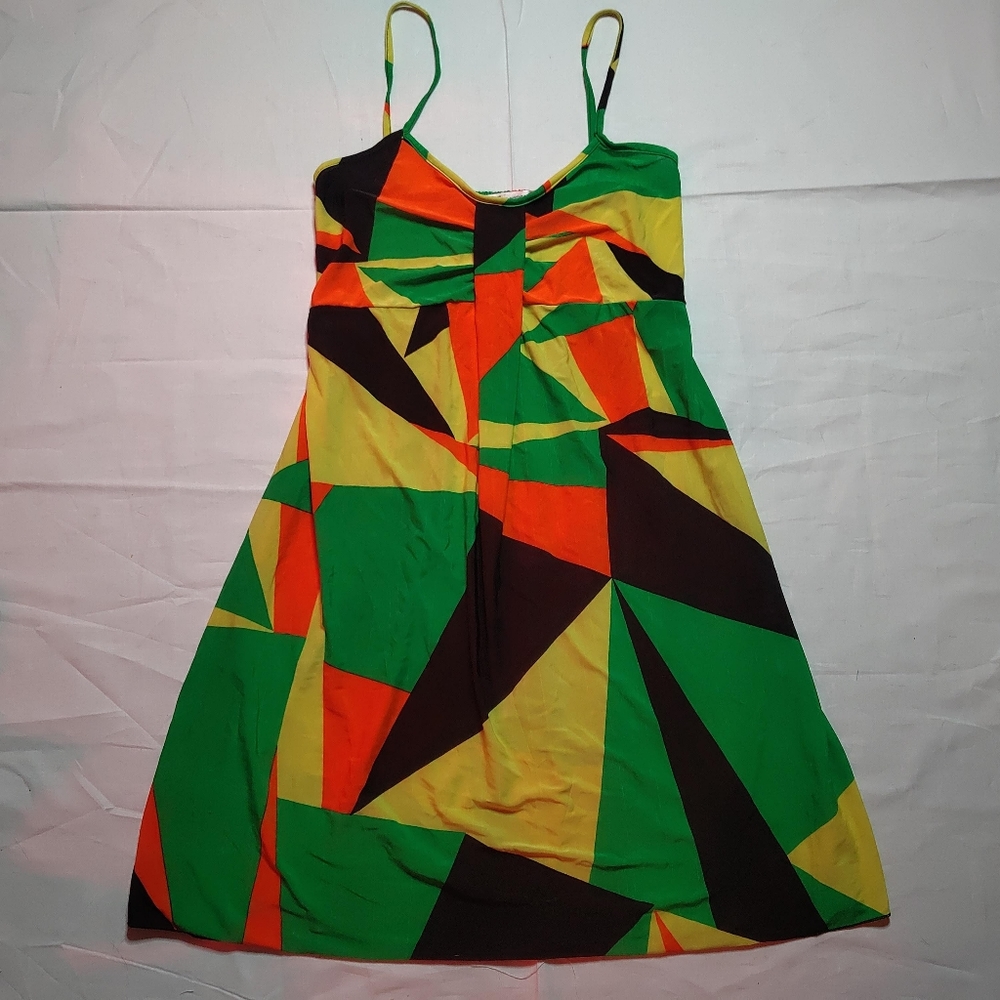 Ace Fashion Dress Women's Medium Multicolor Stretch Spaghetti Strap Midi Dress